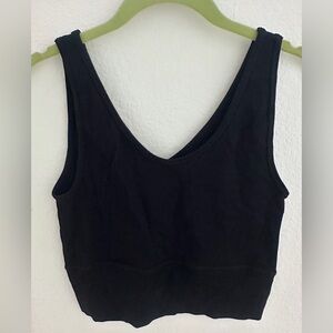 Freshwear Women's Black Ribbed Crop Tank/Bralette